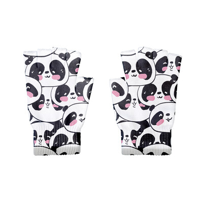 Kawaii 3D rajzfilm állatmintás kötött félujjas kesztyűk aranyos női ujjatlan kesztyűk kerékpáros érintőképernyős uniszex kesztyűk