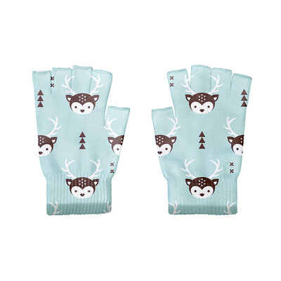 Kawaii 3D rajzfilm állatmintás kötött félujjas kesztyűk aranyos női ujjatlan kesztyűk kerékpáros érintőképernyős uniszex kesztyűk