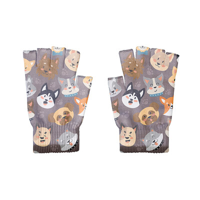 Kawaii 3D rajzfilm állatmintás kötött félujjas kesztyűk aranyos női ujjatlan kesztyűk kerékpáros érintőképernyős uniszex kesztyűk