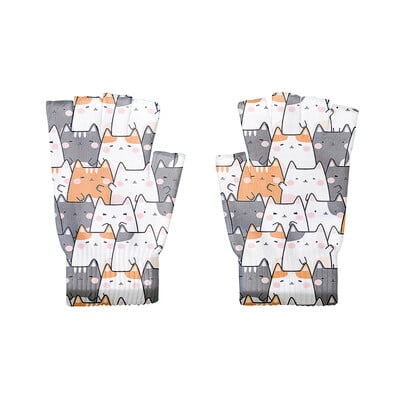 Kawaii 3D rajzfilm állatmintás kötött félujjas kesztyűk aranyos női ujjatlan kesztyűk kerékpáros érintőképernyős uniszex kesztyűk