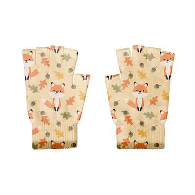 Kawaii 3D rajzfilm állatmintás kötött félujjas kesztyűk aranyos női ujjatlan kesztyűk kerékpáros érintőképernyős uniszex kesztyűk