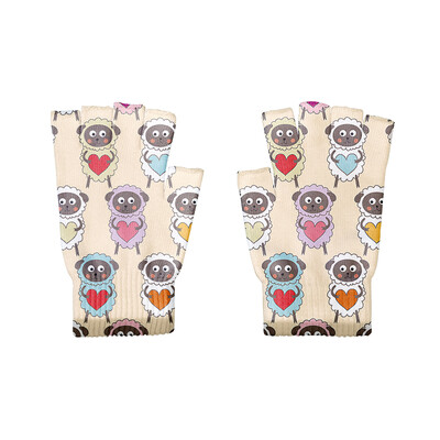 Kawaii 3D rajzfilm állatmintás kötött félujjas kesztyűk aranyos női ujjatlan kesztyűk kerékpáros érintőképernyős uniszex kesztyűk