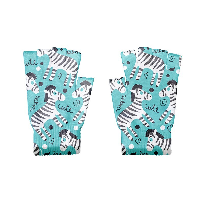 Kawaii 3D rajzfilm állatmintás kötött félujjas kesztyűk aranyos női ujjatlan kesztyűk kerékpáros érintőképernyős uniszex kesztyűk