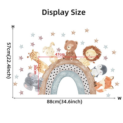 1db Akvarell Rajzfilm Állatcsillagok Szivárvány falmatricák gyerekszoba gyerekszoba baba óvoda fali matricák lakberendezés