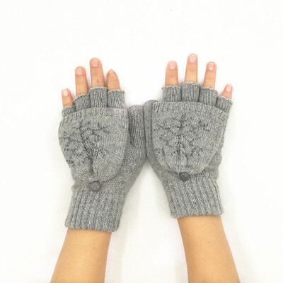 Drăguț căprioară fulg de zăpadă tricot mănuși de cașmir bărbați femei scris de iarnă ciclism în aer liber mănuși de conducere cu jumătate de deget flip cald A62