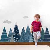 Pepinieră Adventure Munte Decal mural Woodland Playroom Decor camera bebelușului Autocolant detașabil de perete din vinil