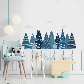 Nursery Adventure Mountain Mural Decal Woodland Playroom Διακόσμηση βρεφικού δωματίου Αφαιρούμενο αυτοκόλλητο τοίχου βινυλίου