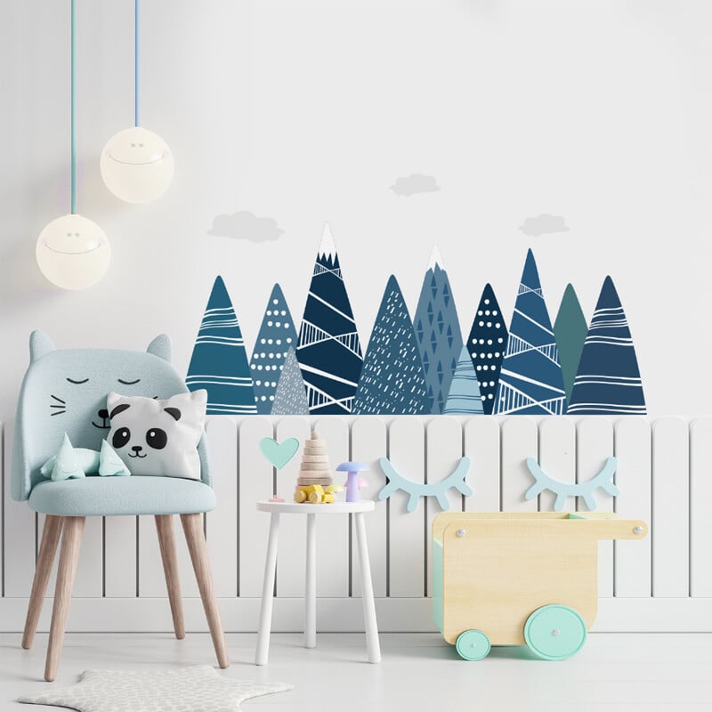 Pepinieră Adventure Munte Decal mural Woodland Playroom Decor camera bebelușului Autocolant detașabil de perete din vinil