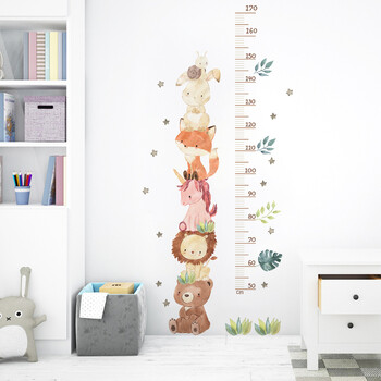 Nordic Animal Bear Lion Bunny Measure ύψος Αυτοκόλλητα τοίχου Kids Grow Chart Αυτοκόλλητα τοίχου για παιδικό δωμάτιο Βρεφικό δωμάτιο PVC