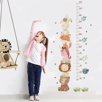 Nordic Animal Bear Lion Bunny Measure ύψος Αυτοκόλλητα τοίχου Kids Grow Chart Αυτοκόλλητα τοίχου για παιδικό δωμάτιο Βρεφικό δωμάτιο PVC