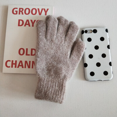 Γυναικείες χειμωνιάτικες διατηρούνται ζεστές Plus βελούδινη οθόνη αφής παχύρρευστη Χαριτωμένα υπέροχα συμπαγή μαλακά πλεκτά γάντια από μαλλί Drive Cycling γούνα κουνελιού