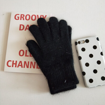 Γυναικείες χειμωνιάτικες διατηρούνται ζεστές Plus βελούδινη οθόνη αφής παχύρρευστη Χαριτωμένα υπέροχα συμπαγή μαλακά πλεκτά γάντια από μαλλί Drive Cycling γούνα κουνελιού