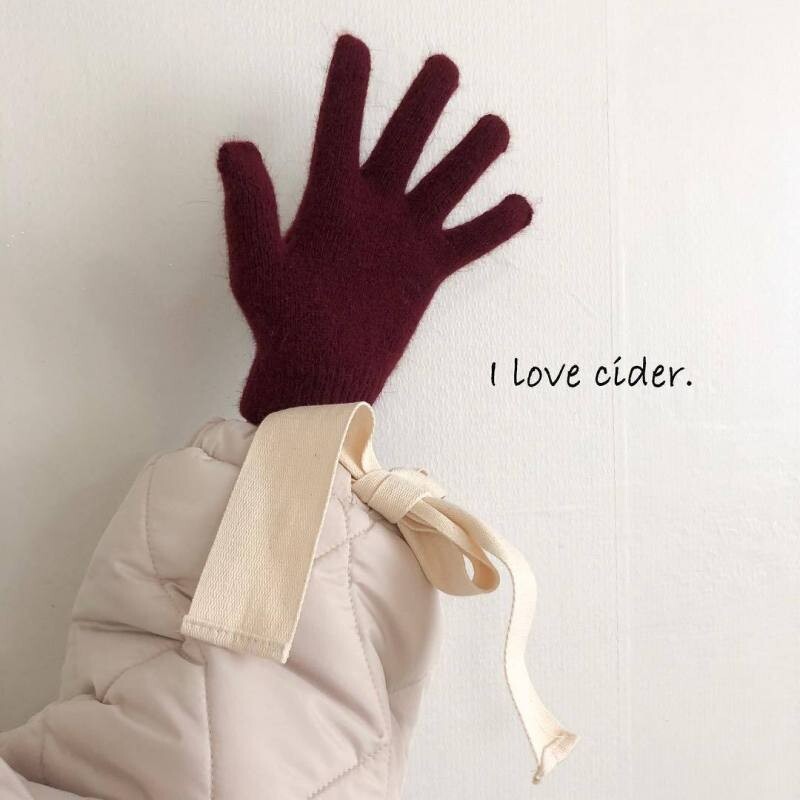 Γυναικείες χειμωνιάτικες διατηρούνται ζεστές Plus βελούδινη οθόνη αφής παχύρρευστη Χαριτωμένα υπέροχα συμπαγή μαλακά πλεκτά γάντια από μαλλί Drive Cycling γούνα κουνελιού