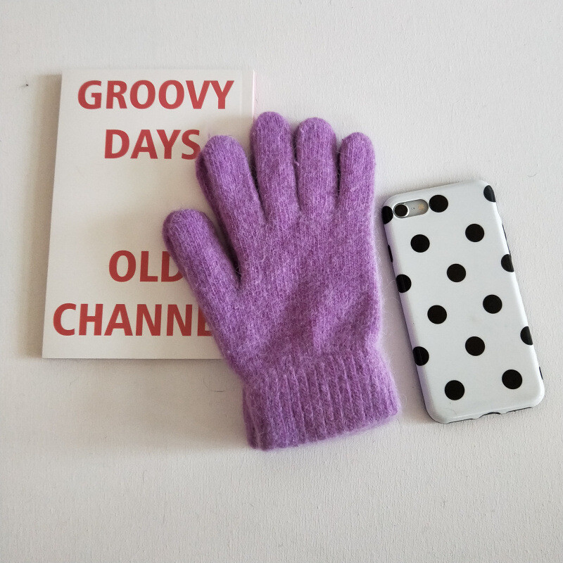 Γυναικείες χειμωνιάτικες διατηρούνται ζεστές Plus βελούδινη οθόνη αφής παχύρρευστη Χαριτωμένα υπέροχα συμπαγή μαλακά πλεκτά γάντια από μαλλί Drive Cycling γούνα κουνελιού