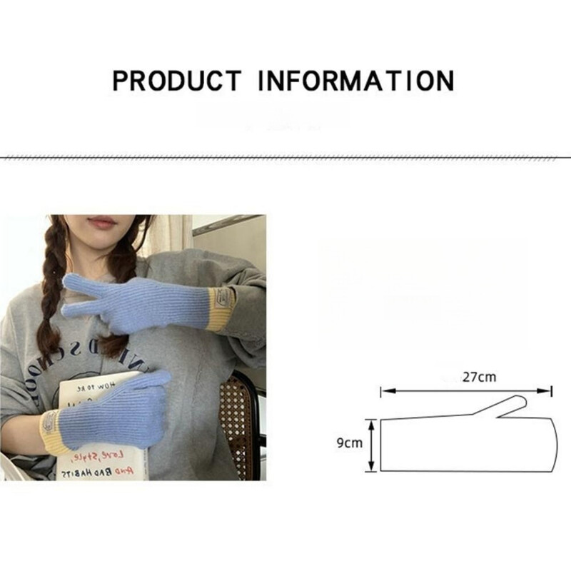Mănuși tricotate calde pentru femei Mănuși de lână cu degetele despicate pentru cuplu Ecran de călărie în aer liber Mănuși cu dungi pufoase Cadou de Crăciun