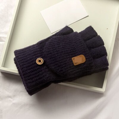 1 par pletenih rukavica na preklop Vunene rukavice Izložene debljine prstiju Zimske tople rukavice s dodirnim zaslonom bez prstiju