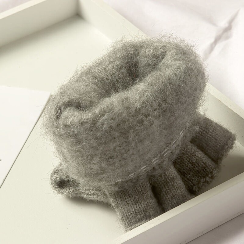 1 par pletenih rukavica na preklop Vunene rukavice Izložene debljine prstiju Zimske tople rukavice s dodirnim zaslonom bez prstiju