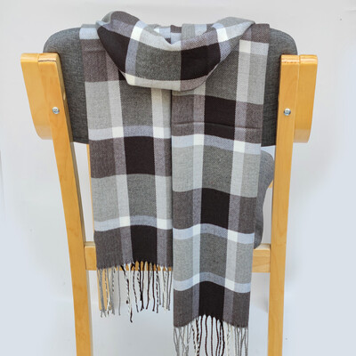 Eșarfă de iarnă din cașmir, 185*35 cm, pentru femei, în carouri, caldă, moale, bandană, pentru femei, eșarfe pentru femeie, lux, cu ciucuri