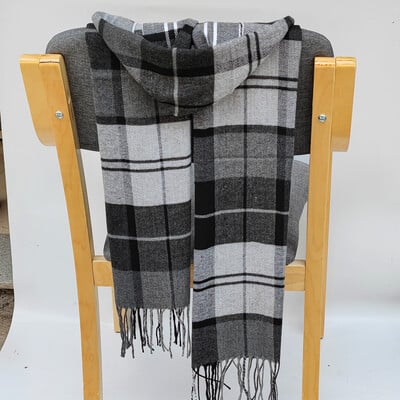 Eșarfă de iarnă din cașmir, 185*35 cm, pentru femei, în carouri, caldă, moale, bandană, pentru femei, eșarfe pentru femeie, lux, cu ciucuri