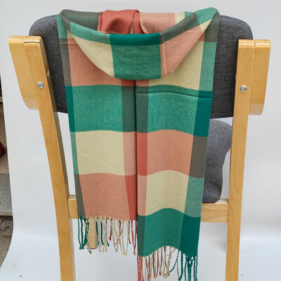 Eșarfă de iarnă din cașmir, 185*35 cm, pentru femei, în carouri, caldă, moale, bandană, pentru femei, eșarfe pentru femeie, lux, cu ciucuri