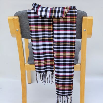 Eșarfă de iarnă din cașmir, 185*35 cm, pentru femei, în carouri, caldă, moale, bandană, pentru femei, eșarfe pentru femeie, lux, cu ciucuri