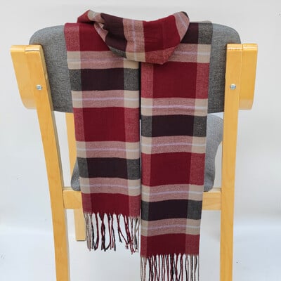 Eșarfă de iarnă din cașmir, 185*35 cm, pentru femei, în carouri, caldă, moale, bandană, pentru femei, eșarfe pentru femeie, lux, cu ciucuri