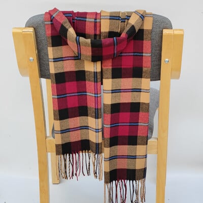 Eșarfă de iarnă din cașmir, 185*35 cm, pentru femei, în carouri, caldă, moale, bandană, pentru femei, eșarfe pentru femeie, lux, cu ciucuri