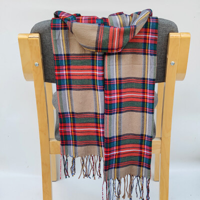 Eșarfă de iarnă din cașmir, 185*35 cm, pentru femei, în carouri, caldă, moale, bandană, pentru femei, eșarfe pentru femeie, lux, cu ciucuri