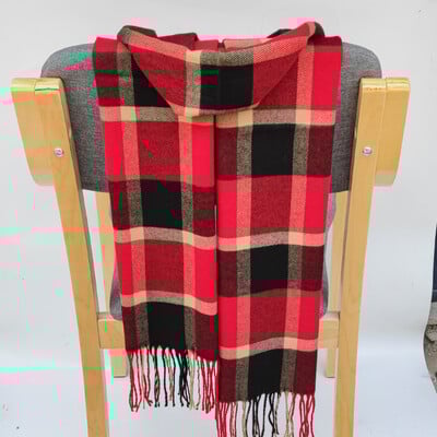 Eșarfă de iarnă din cașmir, 185*35 cm, pentru femei, în carouri, caldă, moale, bandană, pentru femei, eșarfe pentru femeie, lux, cu ciucuri