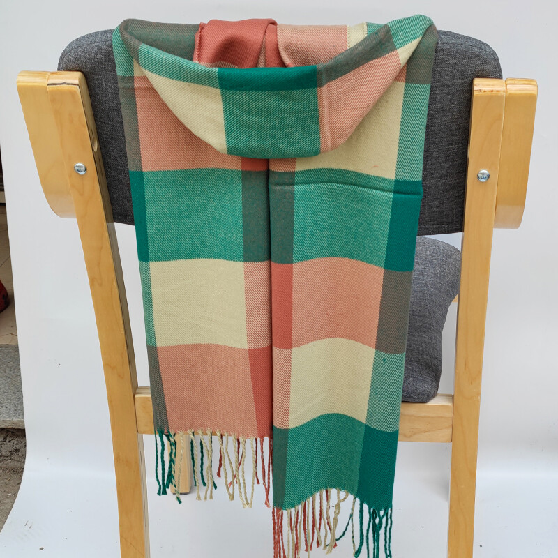 Eșarfă de iarnă din cașmir, 185*35 cm, pentru femei, în carouri, caldă, moale, bandană, pentru femei, eșarfe pentru femeie, lux, cu ciucuri