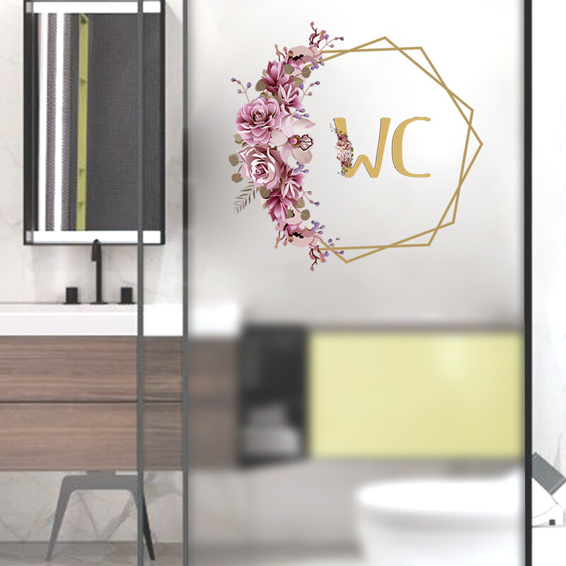 Gėlės vyrų ir moterų WC sienų lipdukas vonios kambario dekoravimui Vinilo namų lipdukai Neperšlampami plakatų durų lipdukai tualeto ženklas
