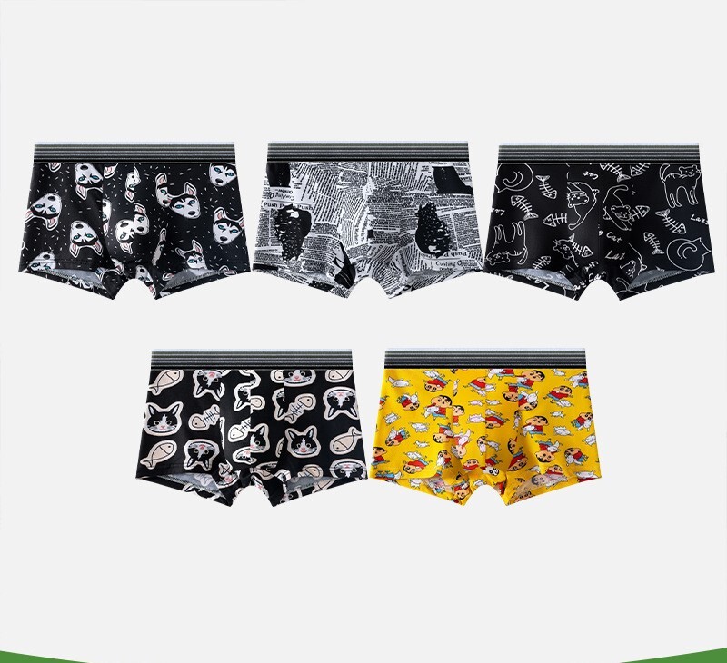 Pánske spodné prádlo s kreslenými motívmi, študentské boxerky, pánske mládežnícke boxerky, priedušná športová potlač