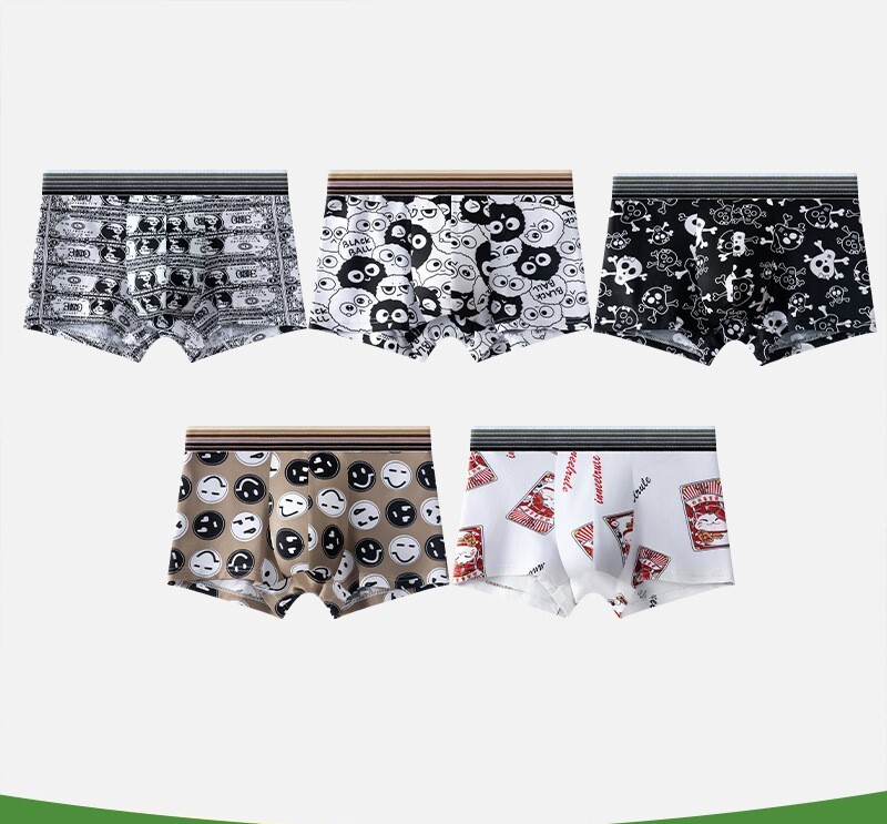 Pánske spodné prádlo s kreslenými motívmi, študentské boxerky, pánske mládežnícke boxerky, priedušná športová potlač