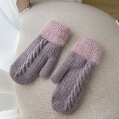 Zimske žene griju plus baršun iznutra zadebljane rukavice za pletenje pune prste biciklističke vunene rukavice japanski stil slatka ljupka