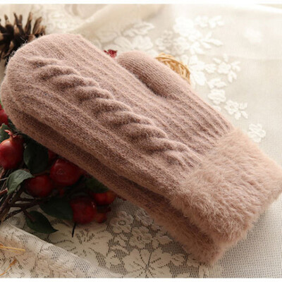 Zimske žene griju plus baršun iznutra zadebljane rukavice za pletenje pune prste biciklističke vunene rukavice japanski stil slatka ljupka