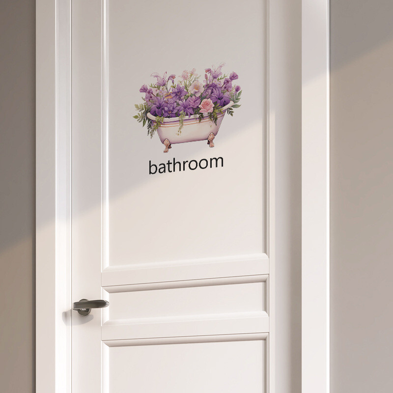 Frumoase cadă de baie cu flori autocolante de perete toaletă decorare uși de baie murală decor acasă autoadeziv înfrumusețare tapet manga
