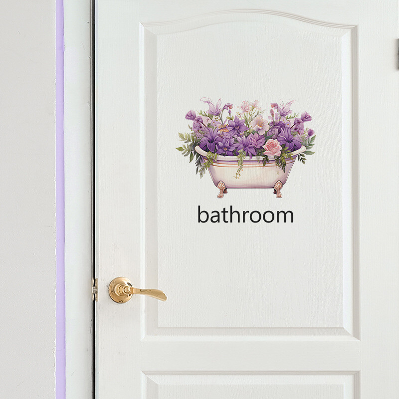 Frumoase cadă de baie cu flori autocolante de perete toaletă decorare uși de baie murală decor acasă autoadeziv înfrumusețare tapet manga