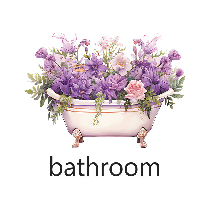 Frumoase cadă de baie cu flori autocolante de perete toaletă decorare uși de baie murală decor acasă autoadeziv înfrumusețare tapet manga