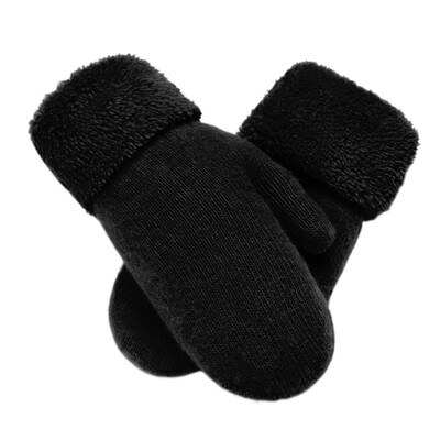 Culoare solidă Femei Lână Cașmir Tricot Mănuși Călduțe Femei Iarnă Plus Catifea Groasă Strat Dublu Pluș Mănuși de conducere cu degetul complet