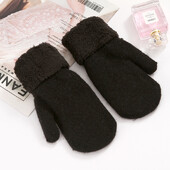 Γυναικεία μόδα Χειμερινό μαλλί κασμίρ πλεκτό Ζεστό μαύρο γάντι με πλήρες δάχτυλο Γυναικείο βελούδινο χοντρό βελούδινο γάντι οδήγησης I81