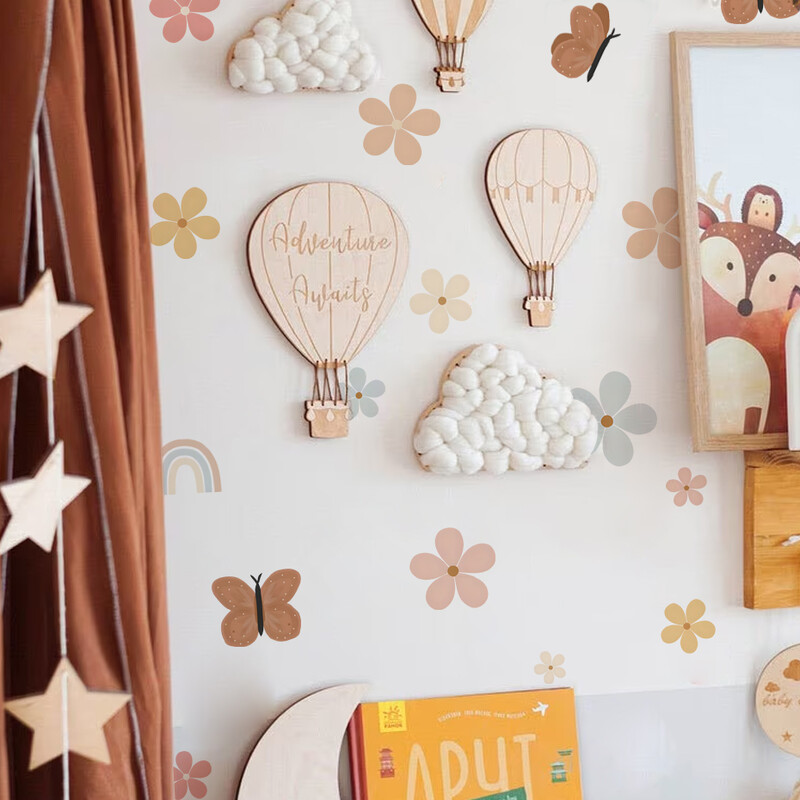Boho akvarelové kvety dúhové motýle nástenné nálepky do detskej izby pre obývaciu izbu dekorácie nástenné nálepky tapety