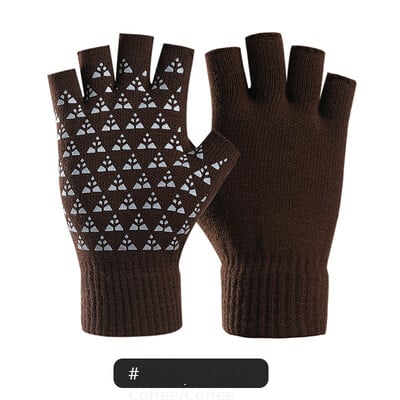 1 pereche de mănuși negre cu jumătate de deget fără degete pentru femei și bărbați mănuși de bumbac tricotate de lână la încheietură mănuși de antrenament calde de iarnă