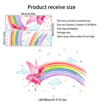 Elf Butterfly Girl Unicorn Gėlių sienų lipdukai, skirti vaikų kambariui Baby Girl Sienų lipdukai PVC namų dekoro sienų lipdukai Miegamojo freskos