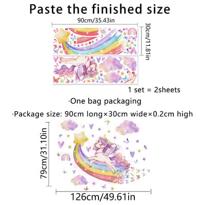 Elf Butterfly Girl Unicorn Gėlių sienų lipdukai, skirti vaikų kambariui Baby Girl Sienų lipdukai PVC namų dekoro sienų lipdukai Miegamojo freskos