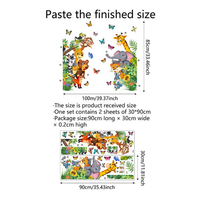 Mieli džiunglių gyvūnų tapetai Dideli gyvūnų lipdukai Kūdikių miegamojo vaiko kambario sienų lipdukai vaikams Kūdikių kambario džiunglių dekoro lipdukai