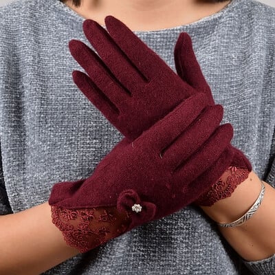 [BYSIFA] Seksualios juodos nėriniais siuvinėtos vilnos pirštinės Moteriškos žieminės storos kašmyro pirštinės Minkštos pirštinės Pirštinės Elegantiškos lanksčios moteriškos pirštinės