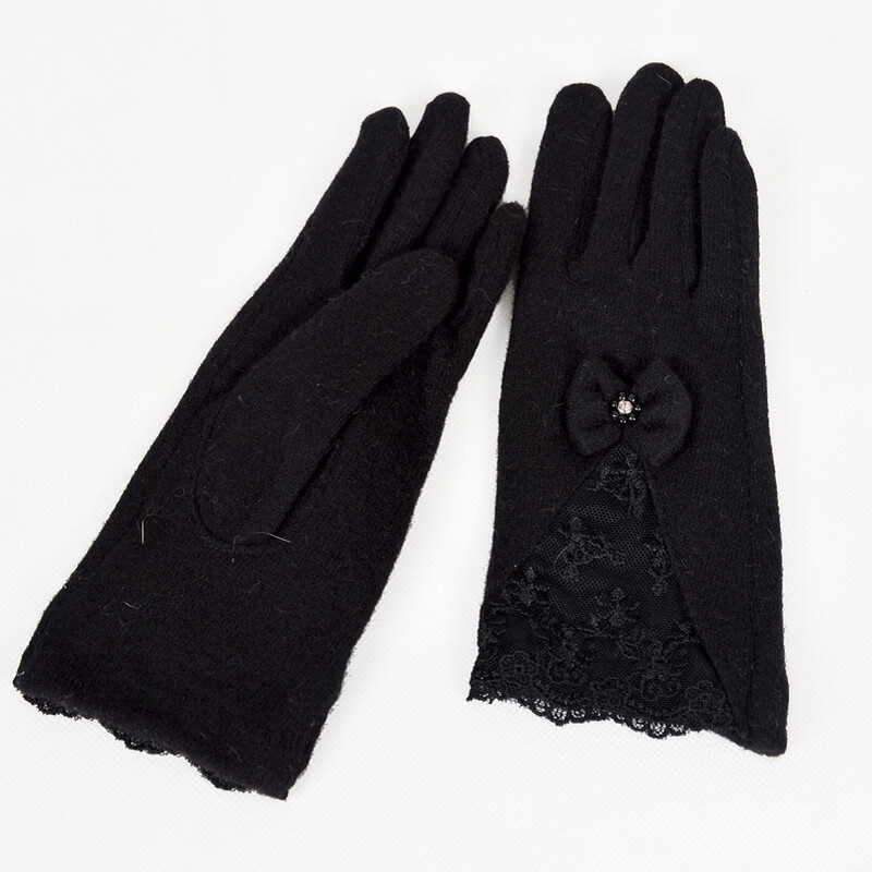 [BYSIFA] Seksualios juodos nėriniais siuvinėtos vilnos pirštinės Moteriškos žieminės storos kašmyro pirštinės Minkštos pirštinės Pirštinės Elegantiškos lanksčios moteriškos pirštinės