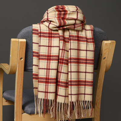 Ανδρικά χοντρά σάλια με κρόσσια, πολυτελή φουλάρια φθινοπωρινού περιτυλίγματος γυναικεία κουβέρτα κασμίρ καρό κασκόλ Χειμώνας ζεστό φουλάρ μπαντάνα
