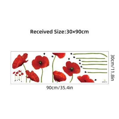 1db akvarell piros virágos fali matricák gyerekszoba ajtaja kivehető hálószoba nappali fali dekorációs falmatricák