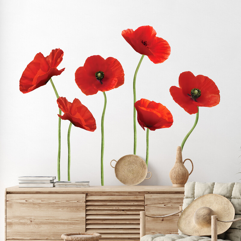 1db akvarell piros virágos fali matricák gyerekszoba ajtaja kivehető hálószoba nappali fali dekorációs falmatricák